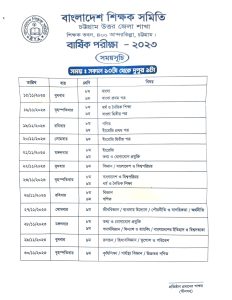 বার্ষিক পরীক্ষার রুটিন-২০২৩ ইং
